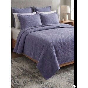 SFERRA Lavender Textured King Egyptian Cotton Coverlet and Euro Shams Set NWOT